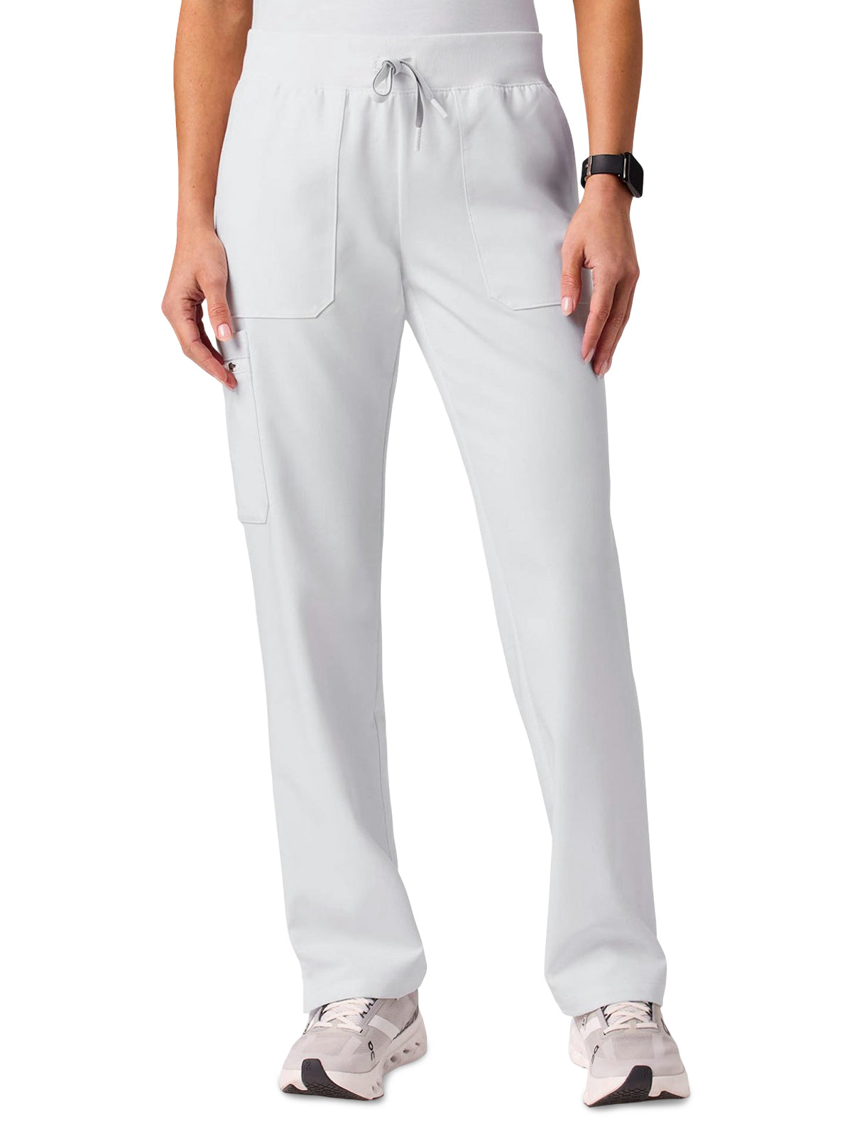 Women's Six-Pocket Xenos Cargo Knit Waist Scrub Pant - W120001 - White