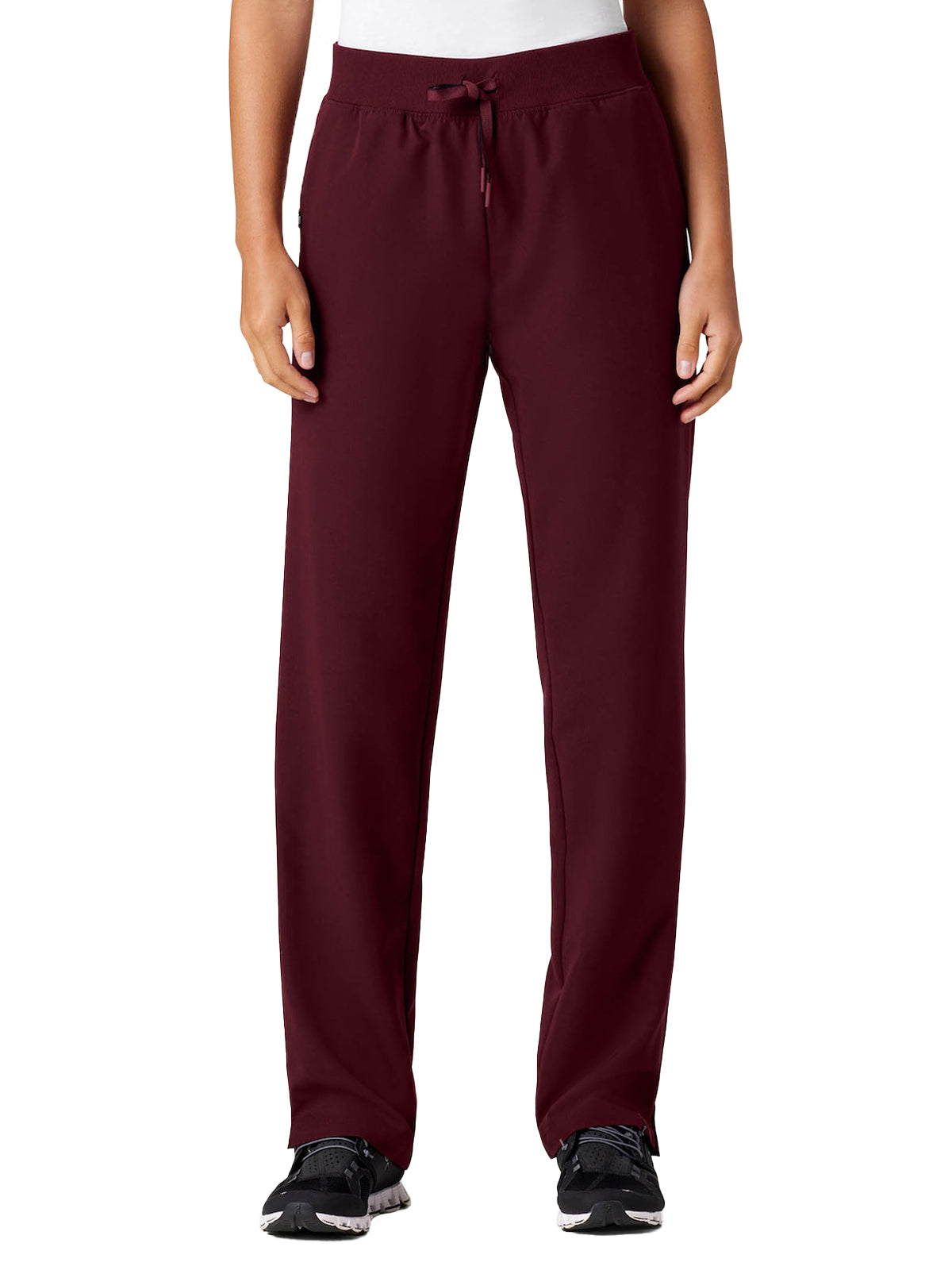Women's Knit Waist Mid-Rise Xenos Pant - W20001 - Burgundy