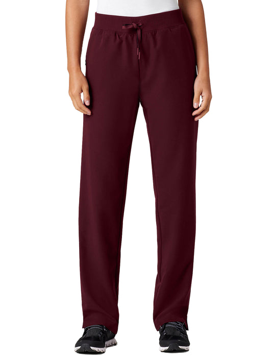 Women's Knit Waist Mid-Rise Xenos Pant - W20001 - Burgundy