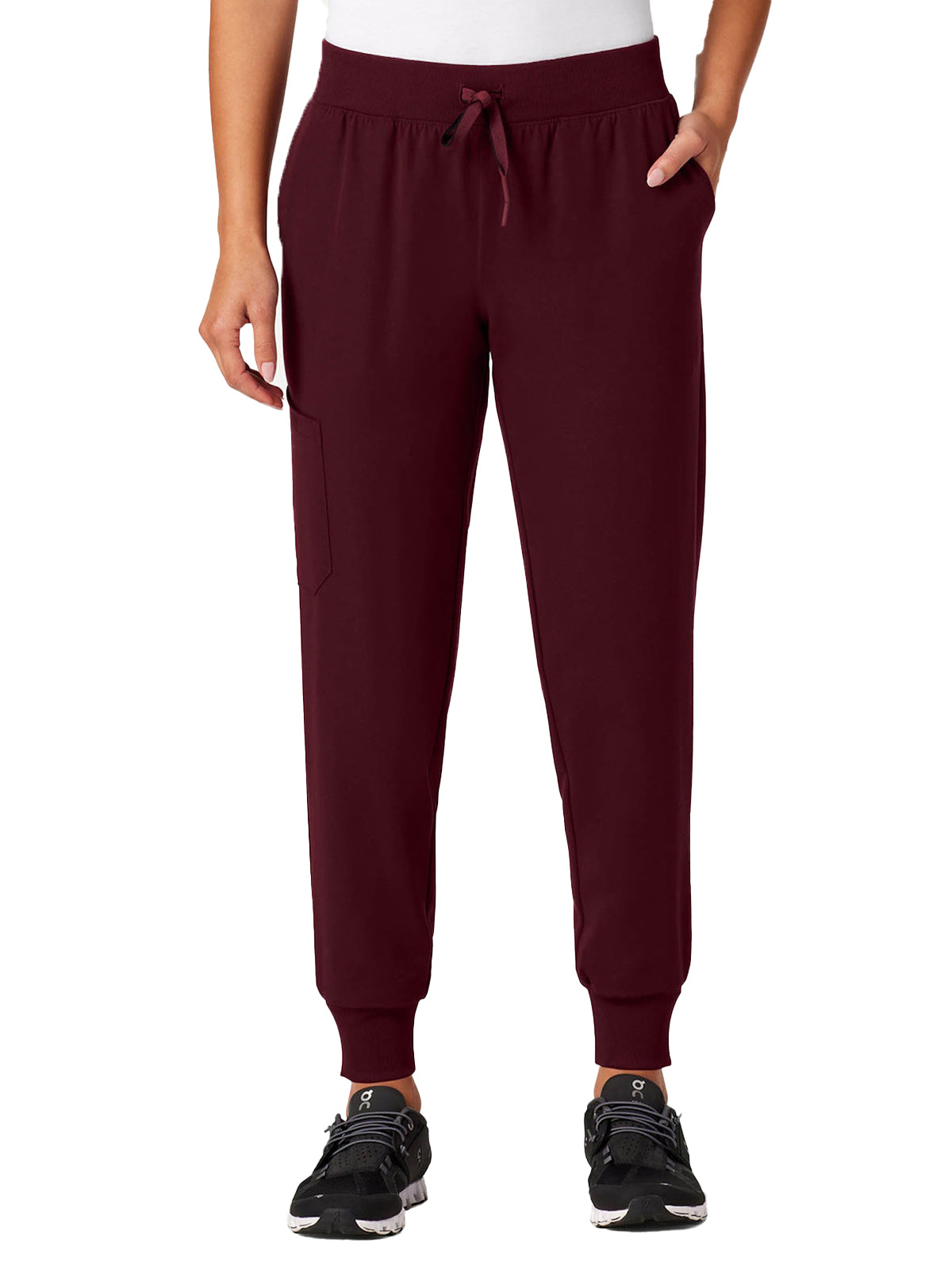 Women's Slim Knit Waist Jogger Silex Pant - W20003 - Burgundy