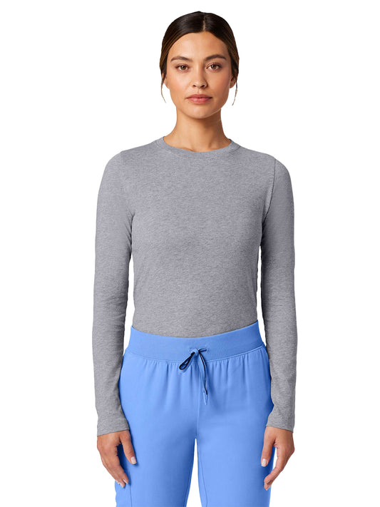 Women's Longsleeve Breathable Crewneck Regen Underscrub Tee - W30002U - Heather Gray