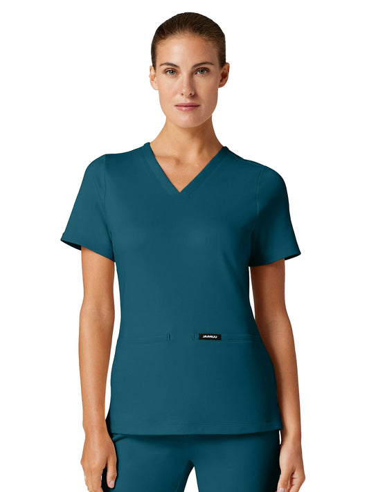 Women's Slim Ultrasoft V-Neck Cesi Top - W30003 - Caribbean Blue