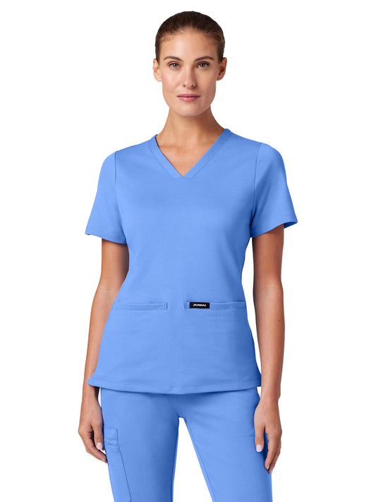 Women's Slim Ultrasoft V-Neck Cesi Top - W30003 - Ceil Blue