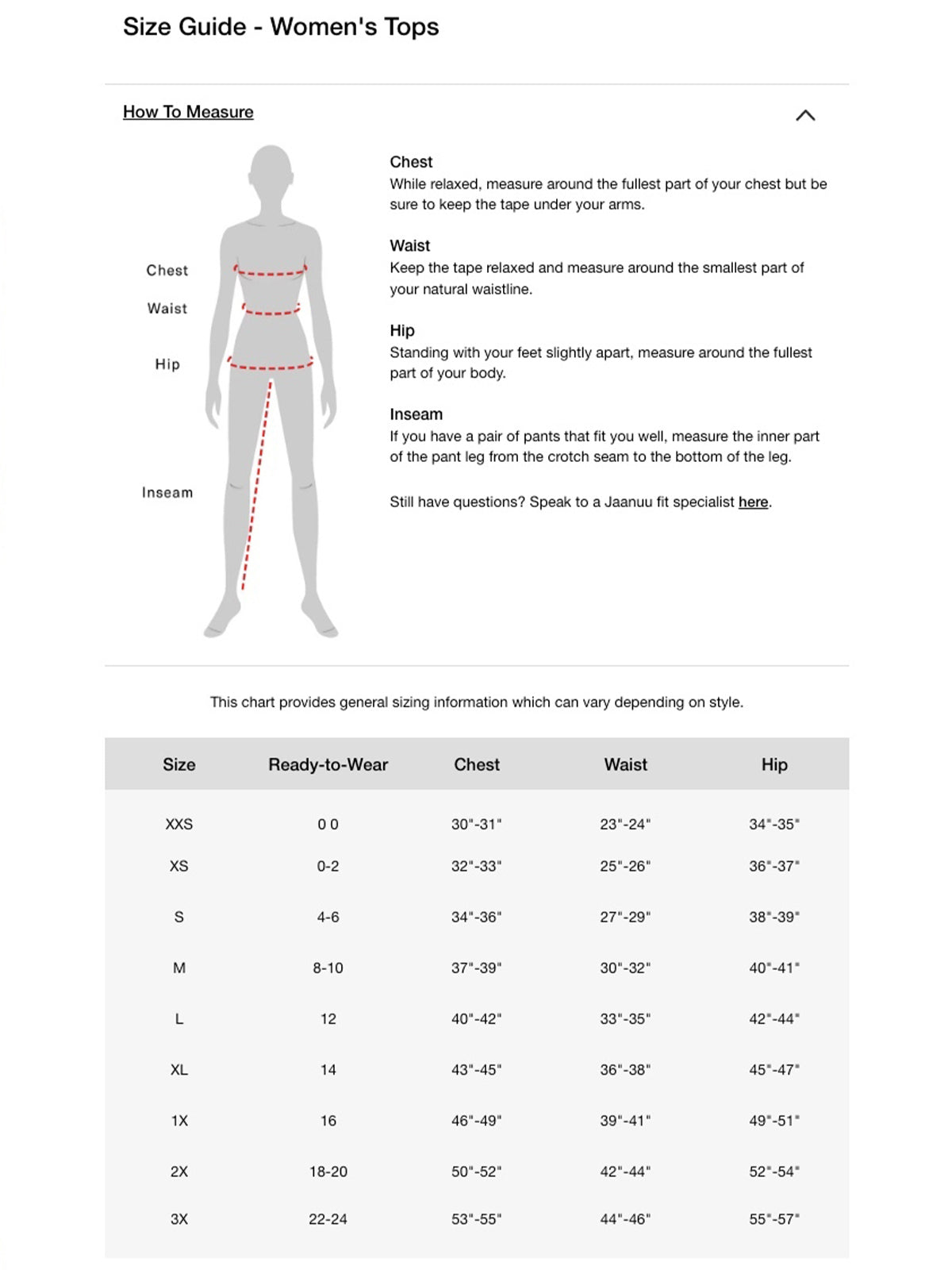 SIZECHART