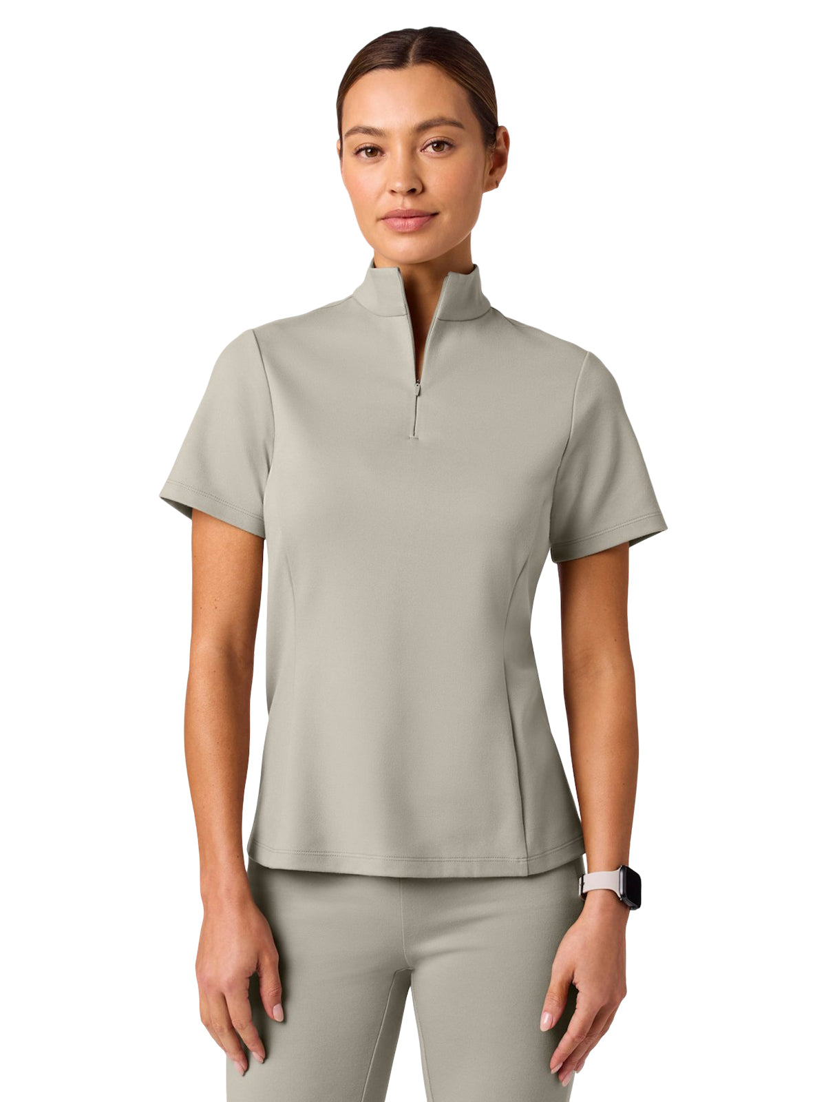 Women's Pocketless Astra Half Zip Scrub Top - W30015 - Fog