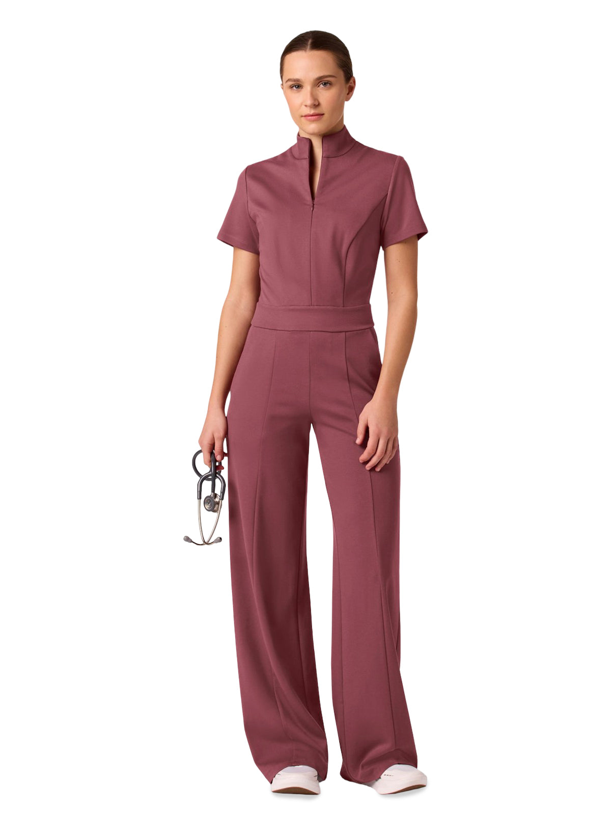 Women's 3-Pocket FullOn Scrub Jumpsuit - W50002 - Rosewood