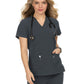 Women's Three-Pocket Wide V-Neck Stretch Hustle and Heart Top - 1019 - Charcoal