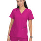 Women's Three-Pocket Wide V-Neck Stretch Hustle and Heart Top - 1019 - Azalea Pink