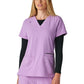 Women's Three-Pocket Wide V-Neck Stretch Hustle and Heart Top - 1019 - Passion Lilac
