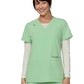 Women's Three-Pocket Wide V-Neck Stretch Hustle and Heart Top - 1019 - Pistachio