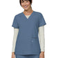 Women's Three-Pocket Wide V-Neck Stretch Hustle and Heart Top - 1019 - Bluestone