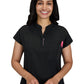 Women's Zipper Neck Combo Chest Pocket Catrin Top - 1131 - Black