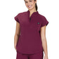 Women's Zipper Neck Combo Chest Pocket Catrin Top - 1131 - Wine
