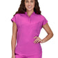 Women's Zipper Neck Combo Chest Pocket Catrin Top - 1131 - Hibiscus Pink
