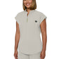 Women's Zipper Neck Combo Chest Pocket Catrin Top - 1131 - Bone