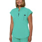 Women's Zipper Neck Combo Chest Pocket Catrin Top - 1131 - Sea Green
