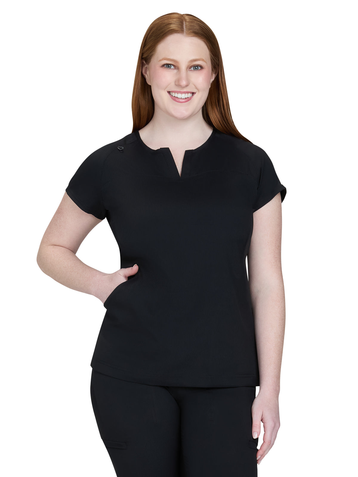 Women’s Two-Pocket Split-V-Neck Scrub Top - 1138 - Black