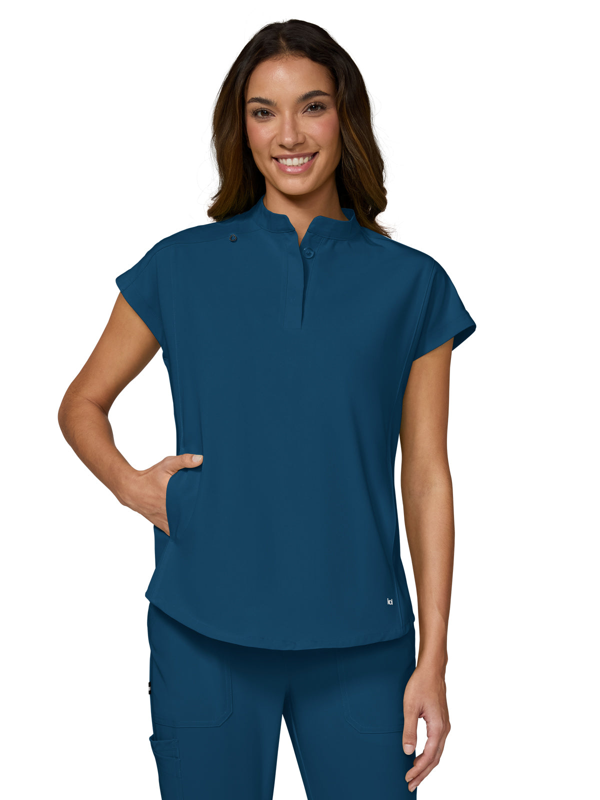 Women’s Two-Pocket Button Closure Scrub Top - 1139 - Caribbean Blue