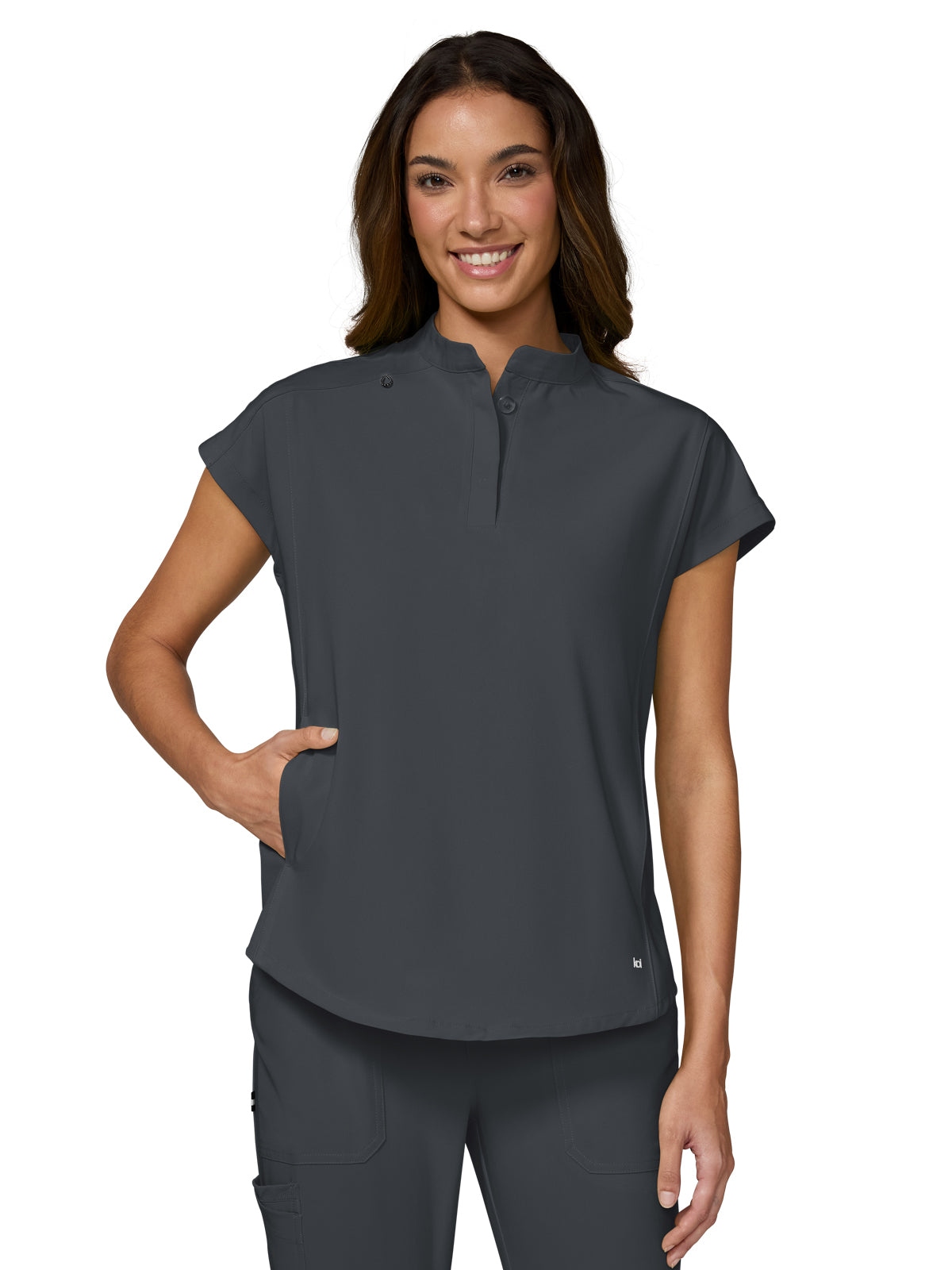 Women’s Two-Pocket Button Closure Scrub Top - 1139 - Charcoal
