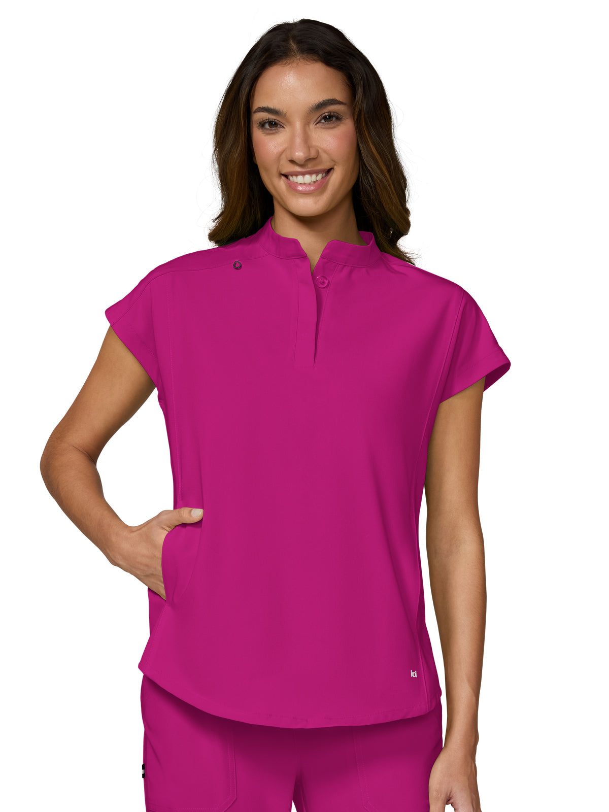 Women’s Two-Pocket Button Closure Scrub Top - 1139 - Azalea Pnk