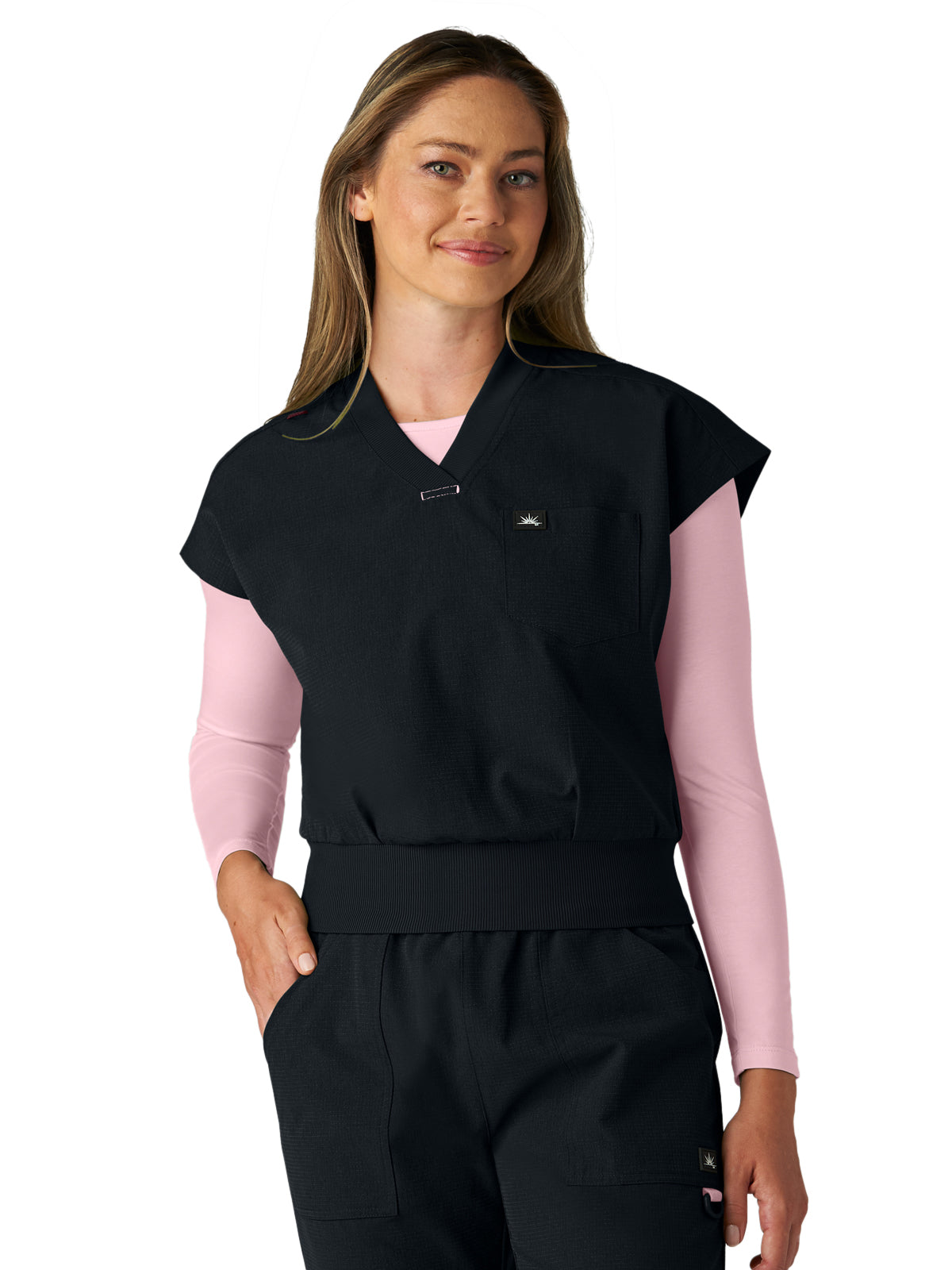 Women's One-Pocket V-Neck Trinity Scrub Top - 1143 - Black