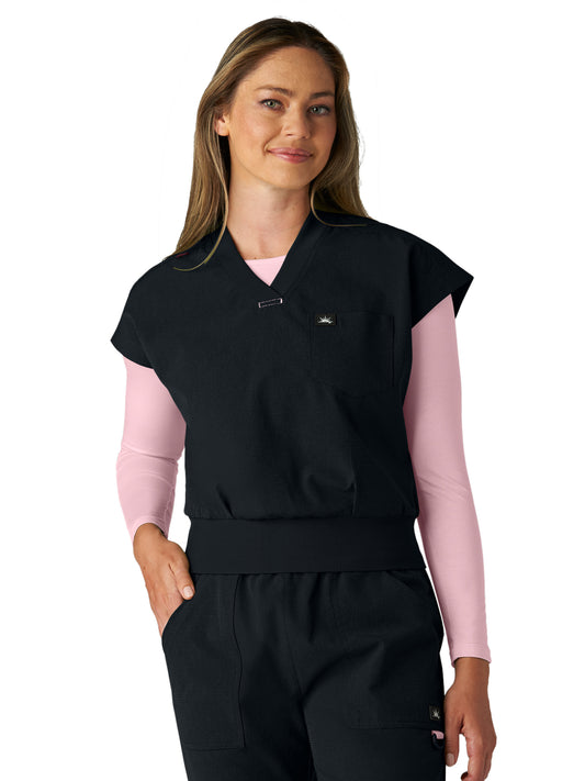Women's One-Pocket V-Neck Trinity Scrub Top - 1143 - Black