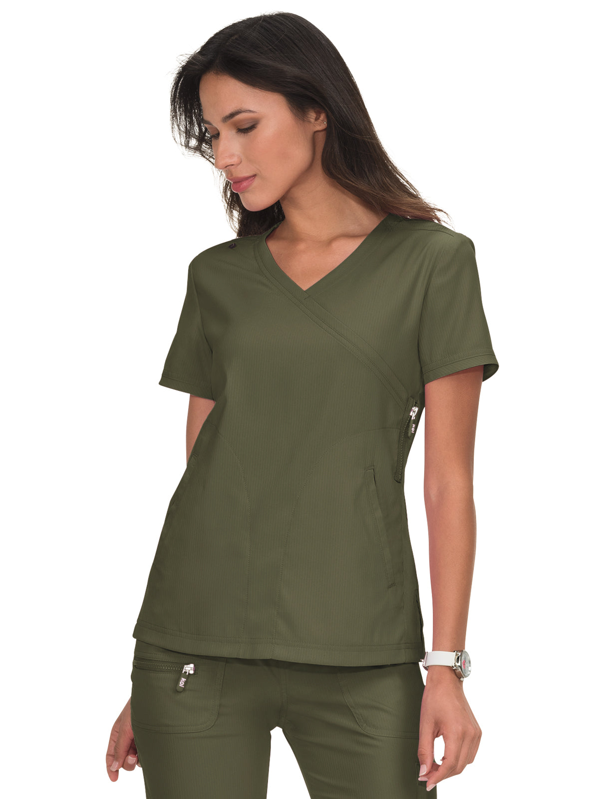 Women's Three-Pocket Mock-Wrap Philosophy Top - 316 - Olive Green