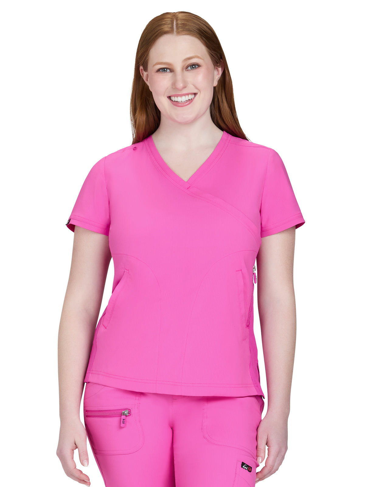 Women's Three-Pocket Mock-Wrap Philosophy Top - 316 - Hibiscus Pink