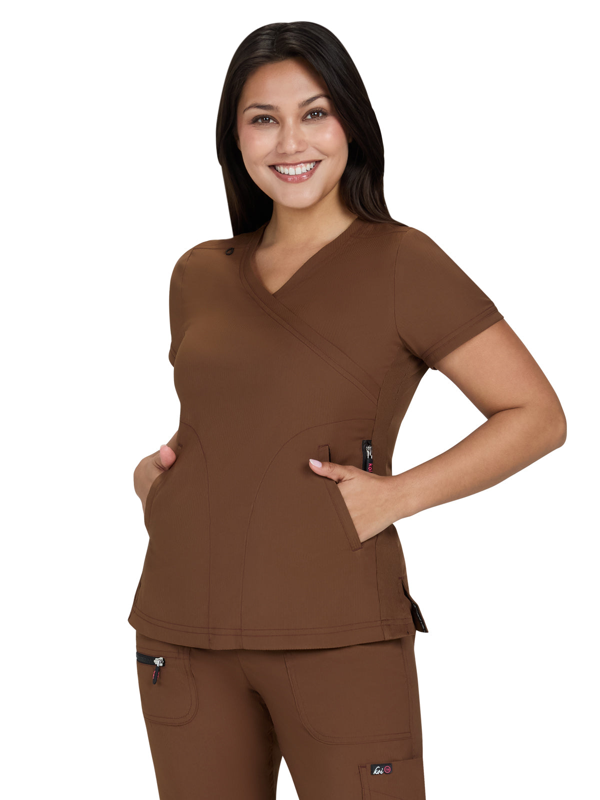 Women's Three-Pocket Mock-Wrap Philosophy Top - 316 - Walnut
