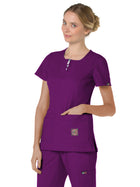 Women's Four-Pocket Zipper Neck Serenity Top - 317 - Grape