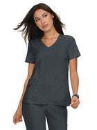 Women's Four-Pocket Stretch V-Neck Becca Top - 373 - Charcoal