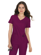 Women's Four-Pocket Mock-Wrap Neck Katie Top - 374 - Wine