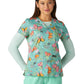 Women's Two-Pocket Athletic-Inspired, Breathable Mesh Leslie Top - 384PR - Wild Butterflies