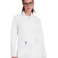 Women's Four-Pocket Collarless Pearlized Button-Front 31.5" Care Lab Coat - 465 - White