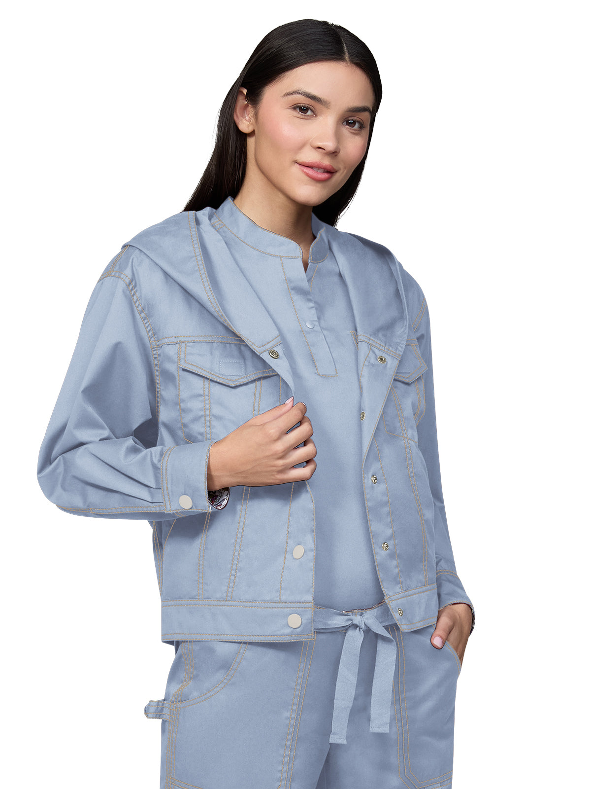 Women's Four-Pocket Nyra Cognac Jacket - 484 - Glass Blue