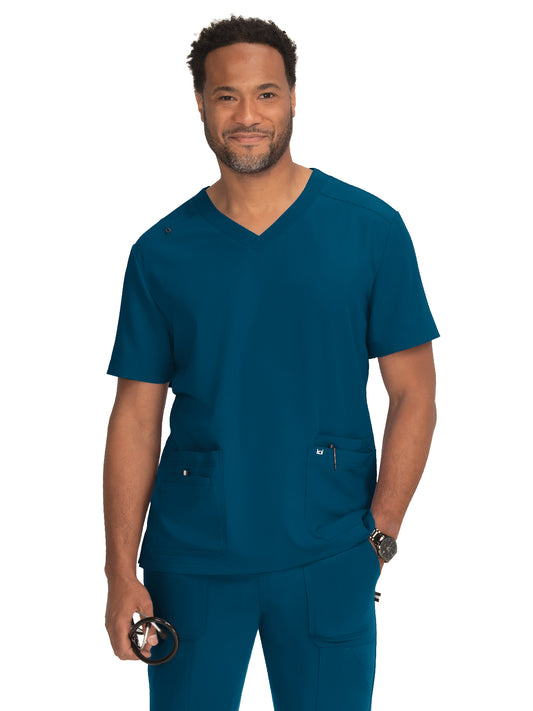 Men's Four-Pocket V-Neck Free To Be Top - 672 - Caribbean Blue