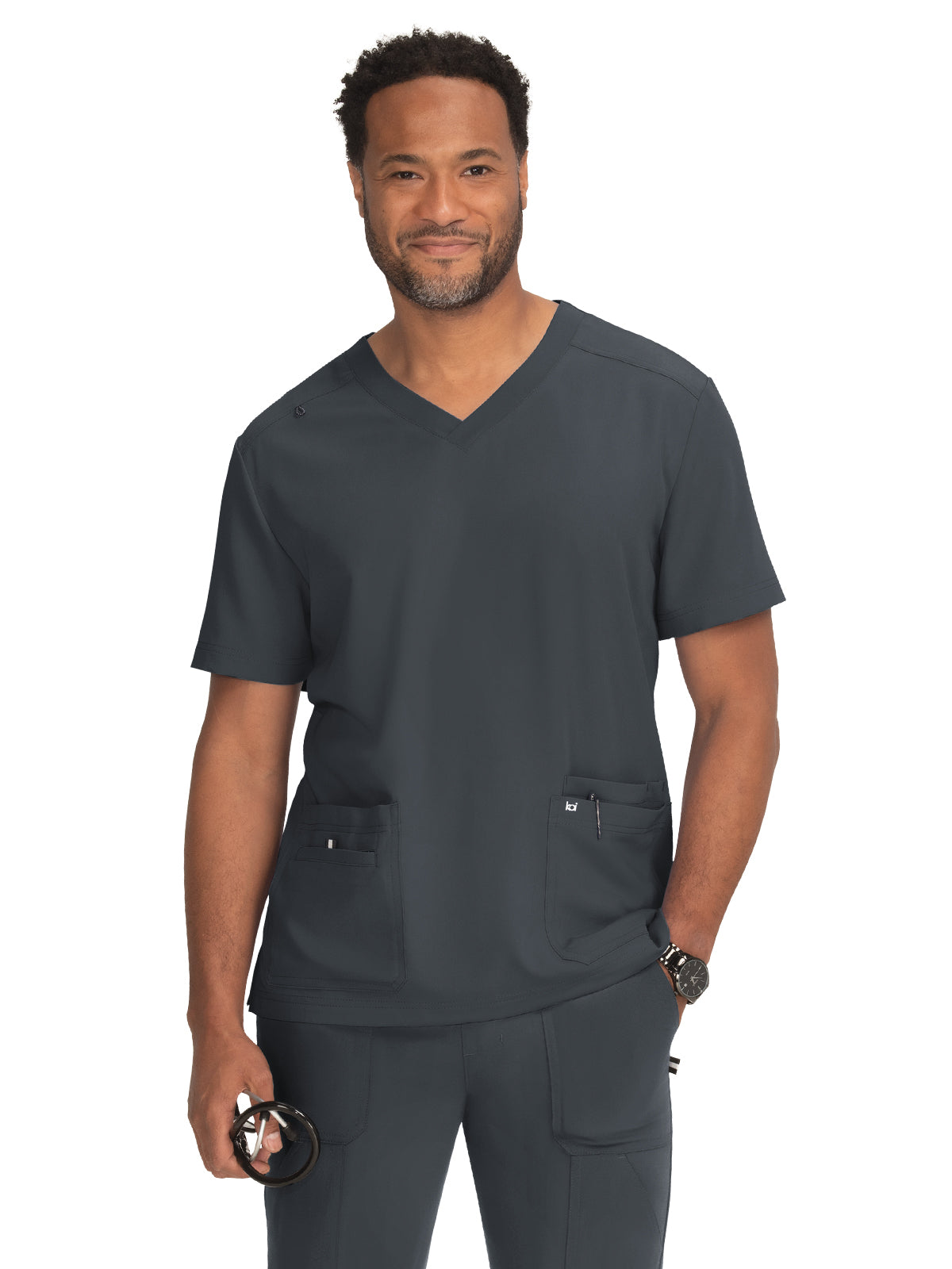 Men's Four-Pocket V-Neck Free To Be Top - 672 - Charcoal
