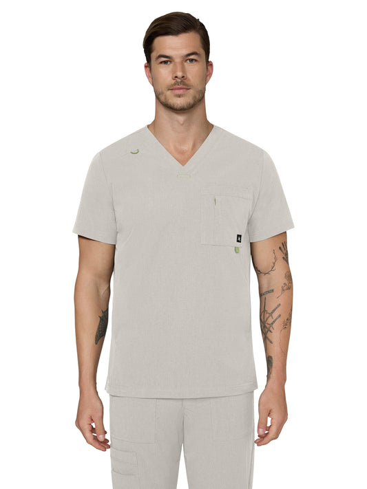 Men's Four-Pocket V-Neck Caldwell Scrub Top - 674 - Bone