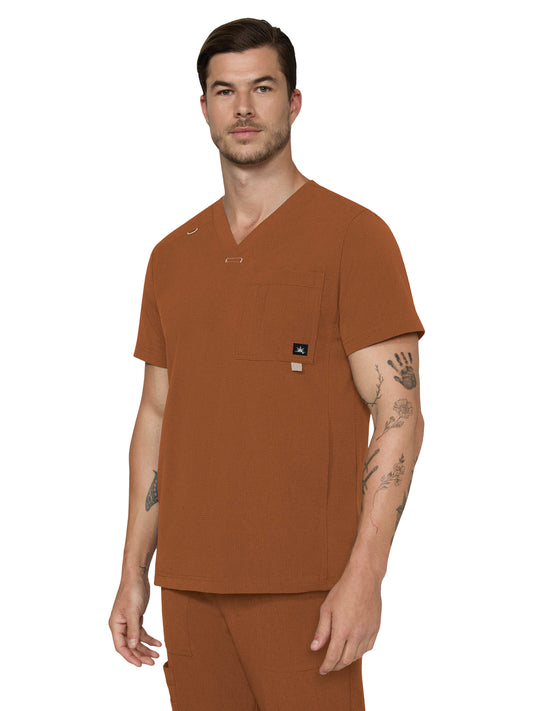 Men's Four-Pocket V-Neck Caldwell Scrub Top - 674 - Dark Copper