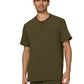 Men's Three-Pocket Henley Neck Scrub Top - 676 - Olive Green