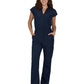 Women's Nine-Pocket Zipper Front Boot Cut Anja Jumpsuit - 907 - Navy