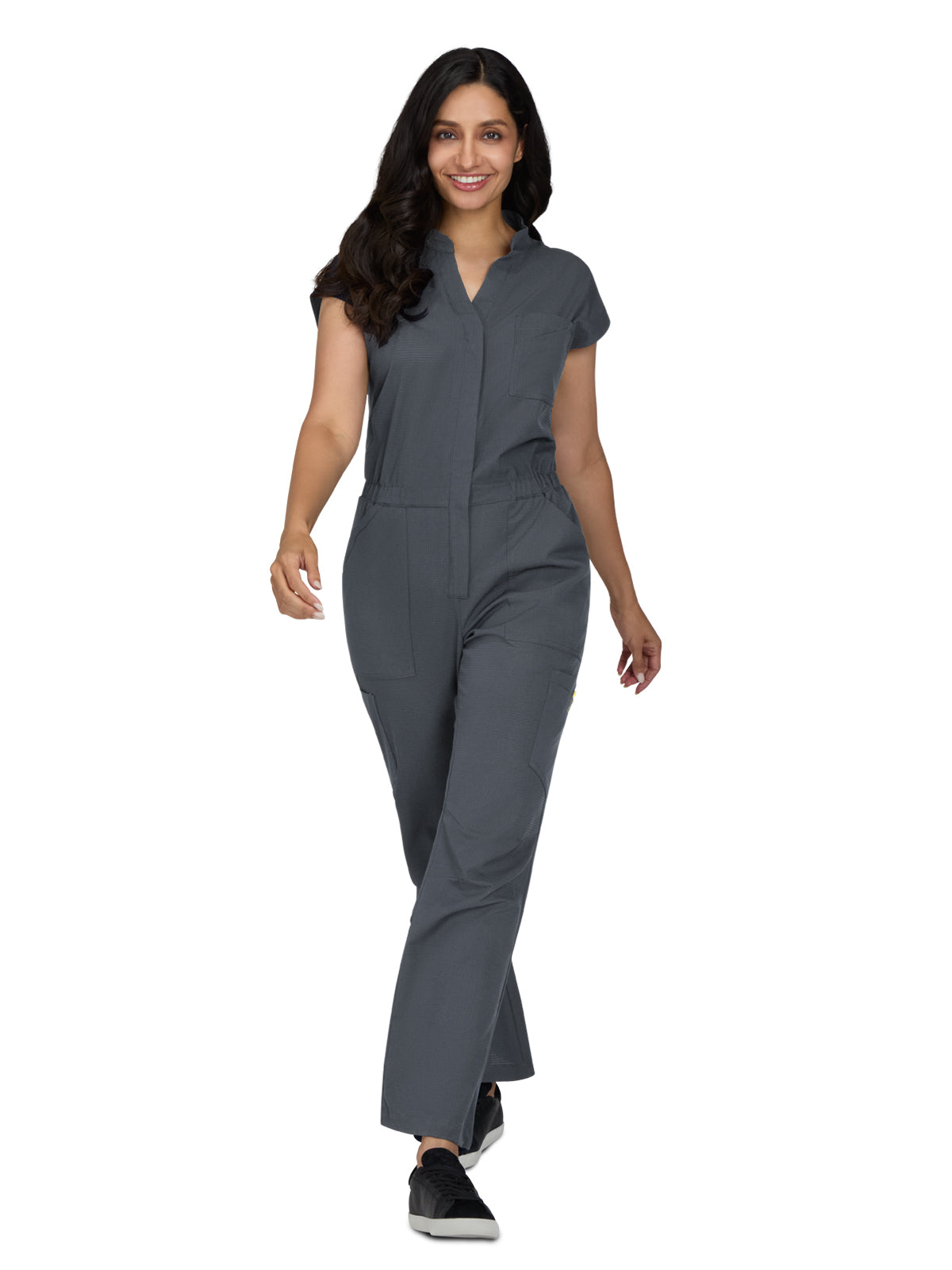 Women's Nine-Pocket Zipper Front Boot Cut Anja Jumpsuit - 907 - Charcoal