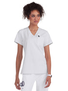 Women's Two-Pocket V-Neck Tuck-In Aura Top - C100 - White
