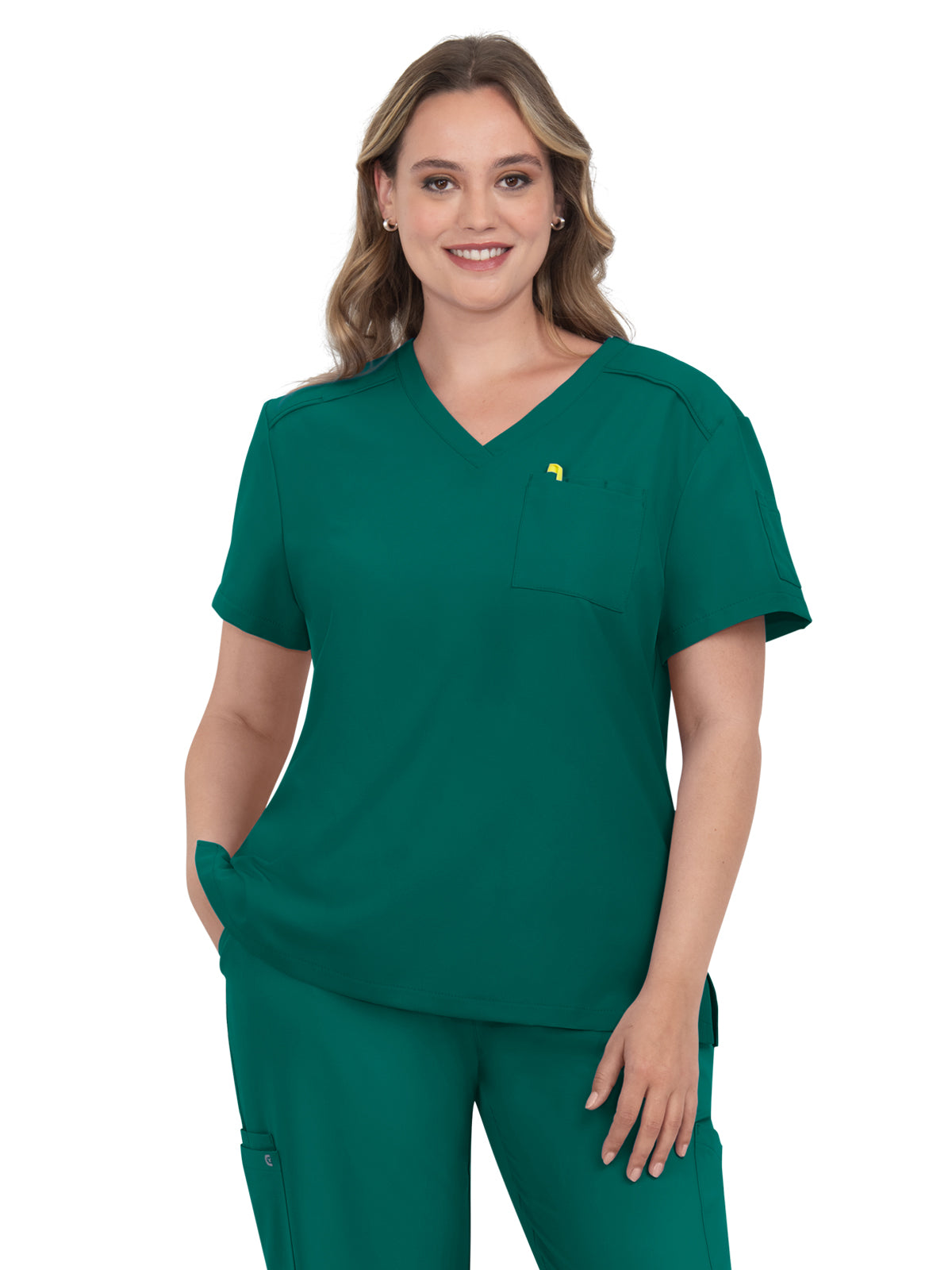 Women's Two-Pocket V-Neck Tuck-In Aura Top - C100 - Hunter