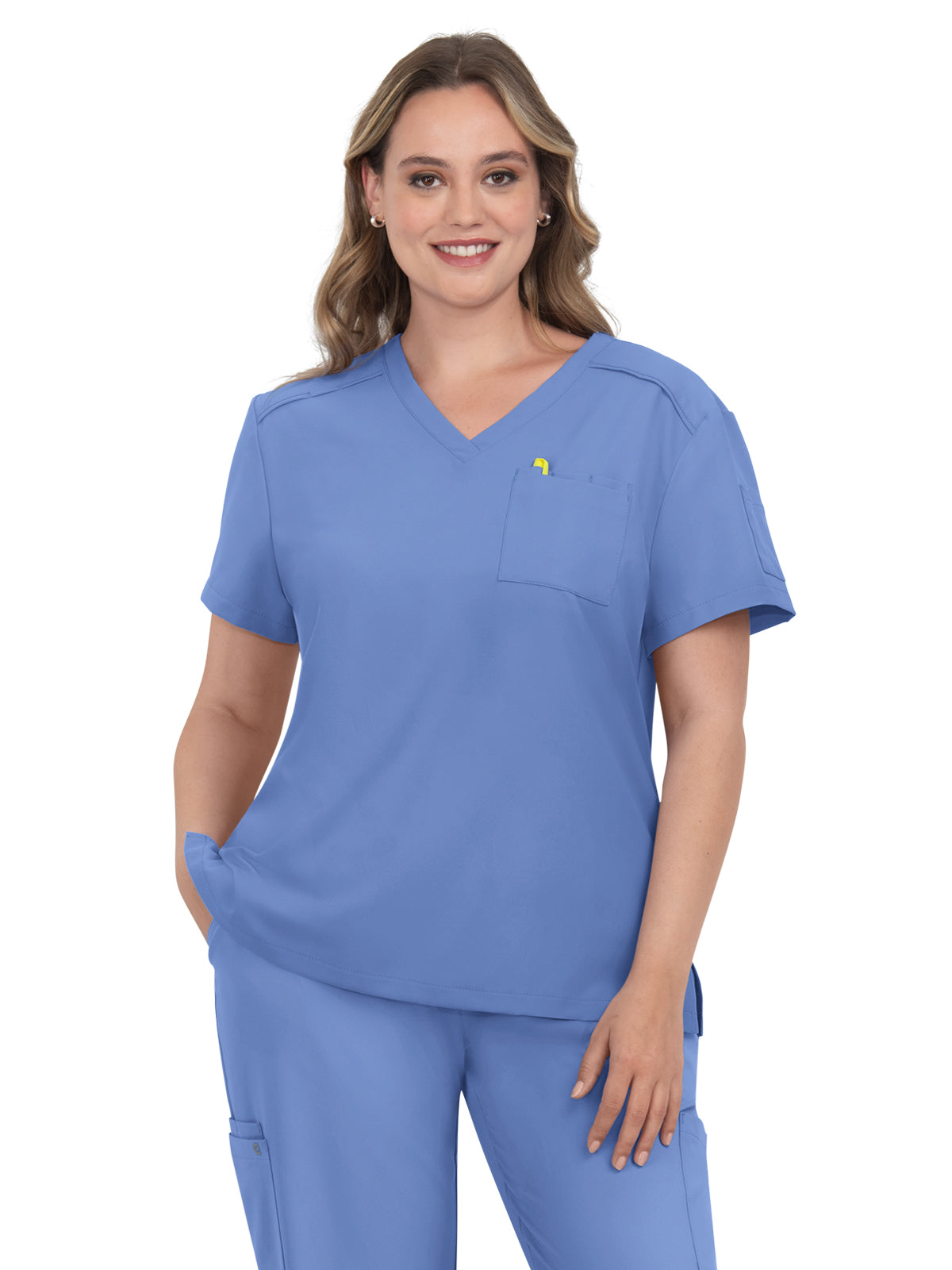 Women's Two-Pocket V-Neck Tuck-In Aura Top - C100 - True Ceil