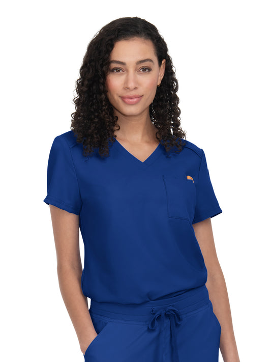 Women's Two-Pocket V-Neck Tuck-In Aura Top - C100 - Galaxy