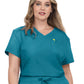 Women's Two-Pocket V-Neck Tuck-In Aura Top - C100 - Teal