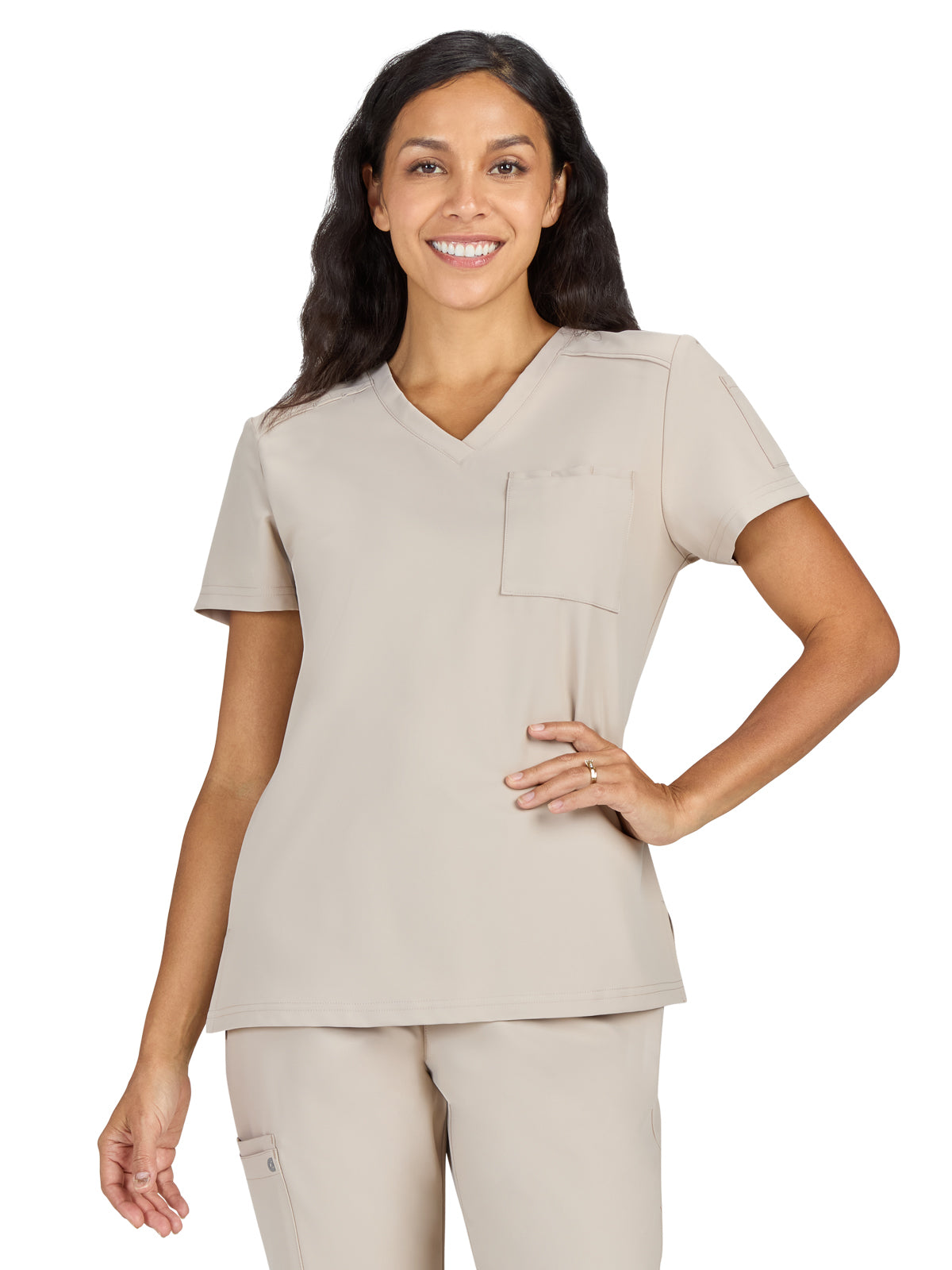 Women's Two-Pocket V-Neck Tuck-In Aura Top - C100 - Khaki