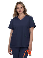 Women's Three-Pocket V-Neck Cardi Top - C101 - Navy