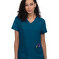 Women's Three-Pocket V-Neck Cardi Top - C101 - Caribbean Blue